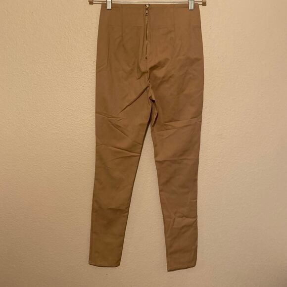 Tiger Mist Beige Cream Cant Keep Up Pants Matte High Rise Skinny Size Large - Picture 7 of 10